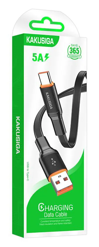 KAKUSIGA καλώδιο USB-C σε USB KSC-999, 5A, 480Mbps, flat, 1m, μαύρο