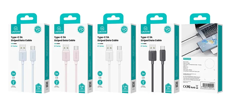 USAMS καλώδιο USB-C σε USB US-SJ688, 3A, 480Mbps, 1m, λευκό