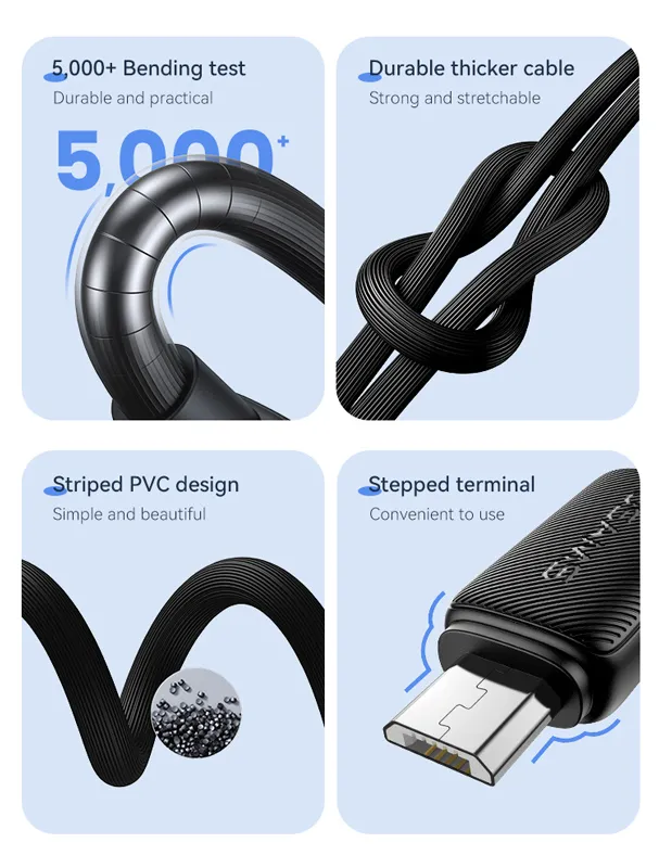 USAMS καλώδιο micro USB σε USB US-SJ690, 2A, 480Mbps, 1m, λευκό