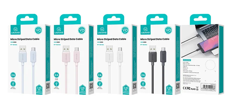 USAMS καλώδιο micro USB σε USB US-SJ690, 2A, 480Mbps, 1m, λευκό