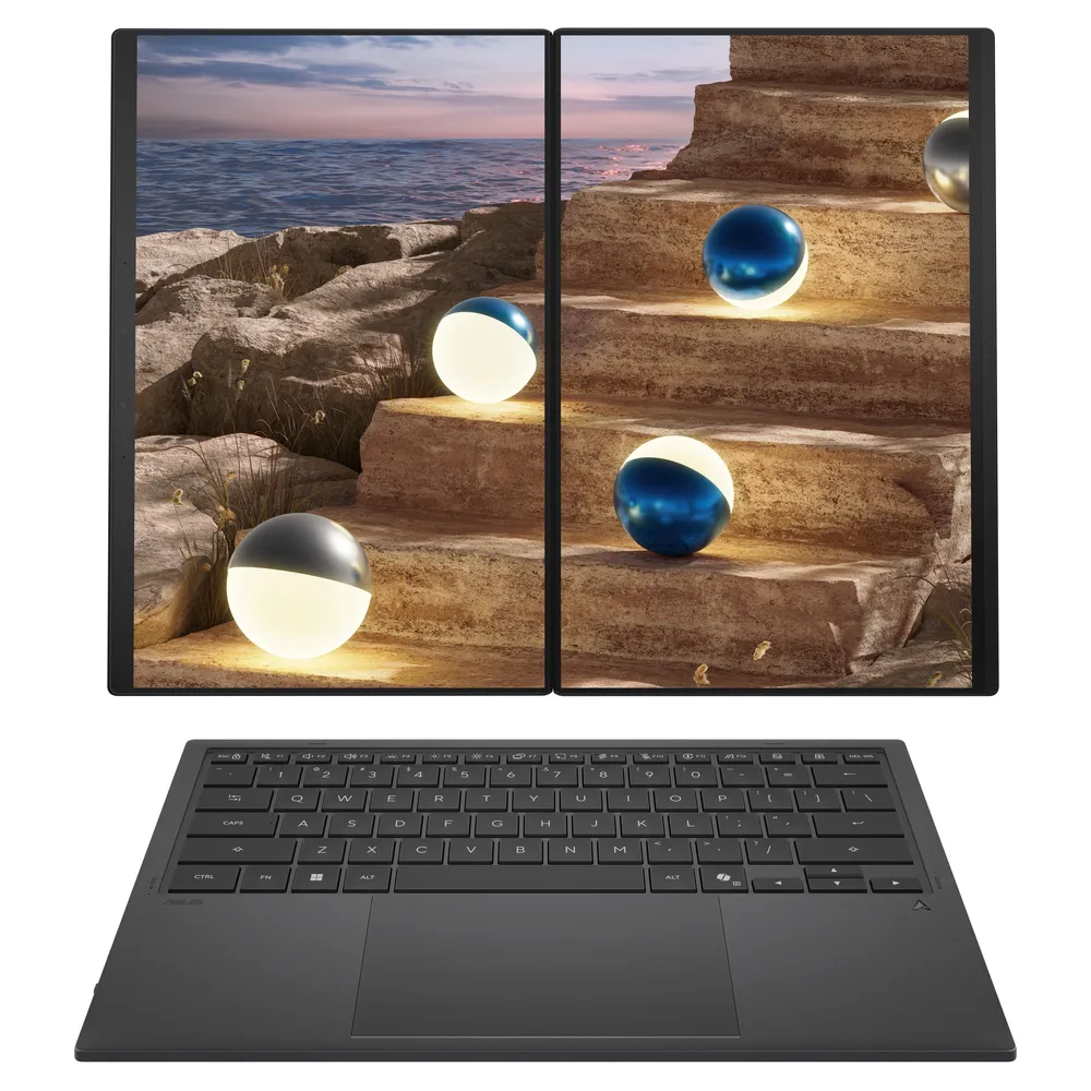 ASUS Laptop Zenbook Duo UX8407AA-OLED-SN109X 14.0″ 2880x1800 OLED Touch 120Hz UX9-388H / 32 GB / 2 TB SSD NVMe PCIe 4.0 / Windows 11 Pro / 2Y / Moher Gray
