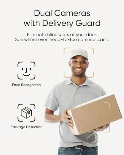 Anker Doorbell E340 with chime, Dual Camera, 2K FHD, Dual Band 2,4 / 5 GHz
