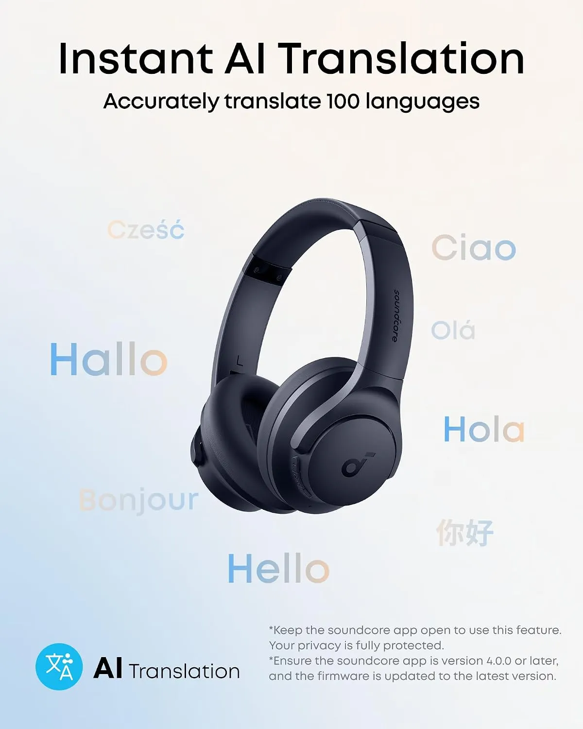 Anker Soundcore Wireless Headphones Q20i, Hybrid Active Noise Cancellation Blue