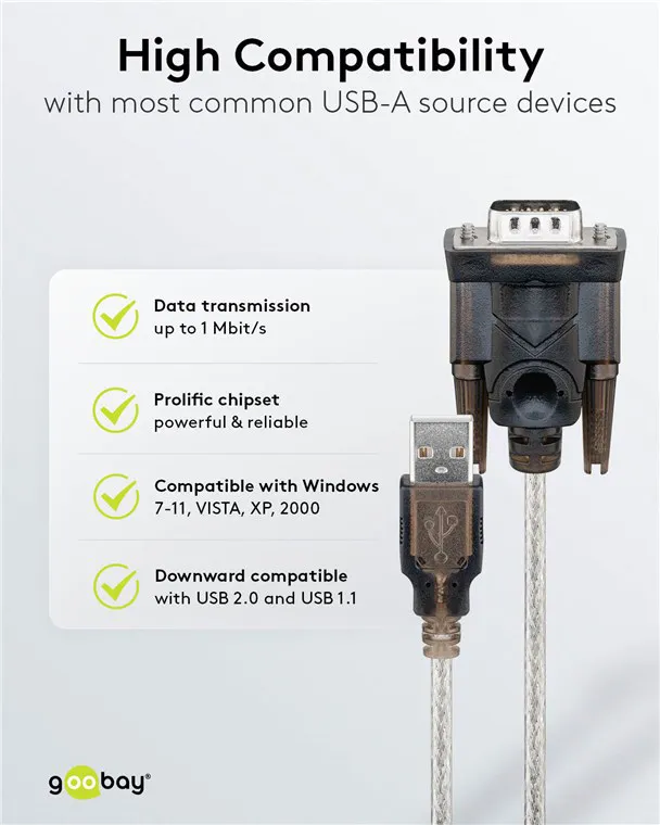 GOOBAY καλώδιο USB σε RS-232 68875, 1 Mbit/s, 1.5m, διάφανο